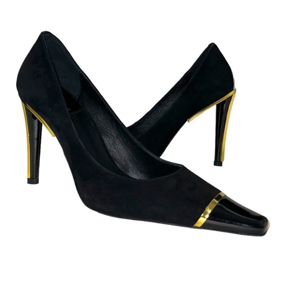 Jeffrey Campbell Conspiracy black and gold heels 8.5 - Picture 5 of 11